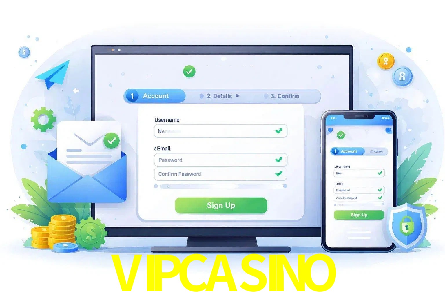 Registro de nuevo usuario y configuración de cuenta VIPCASINO