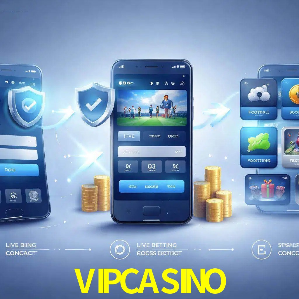 Pasos de acceso a la app VIPCASINO en pantalla de teléfono móvil