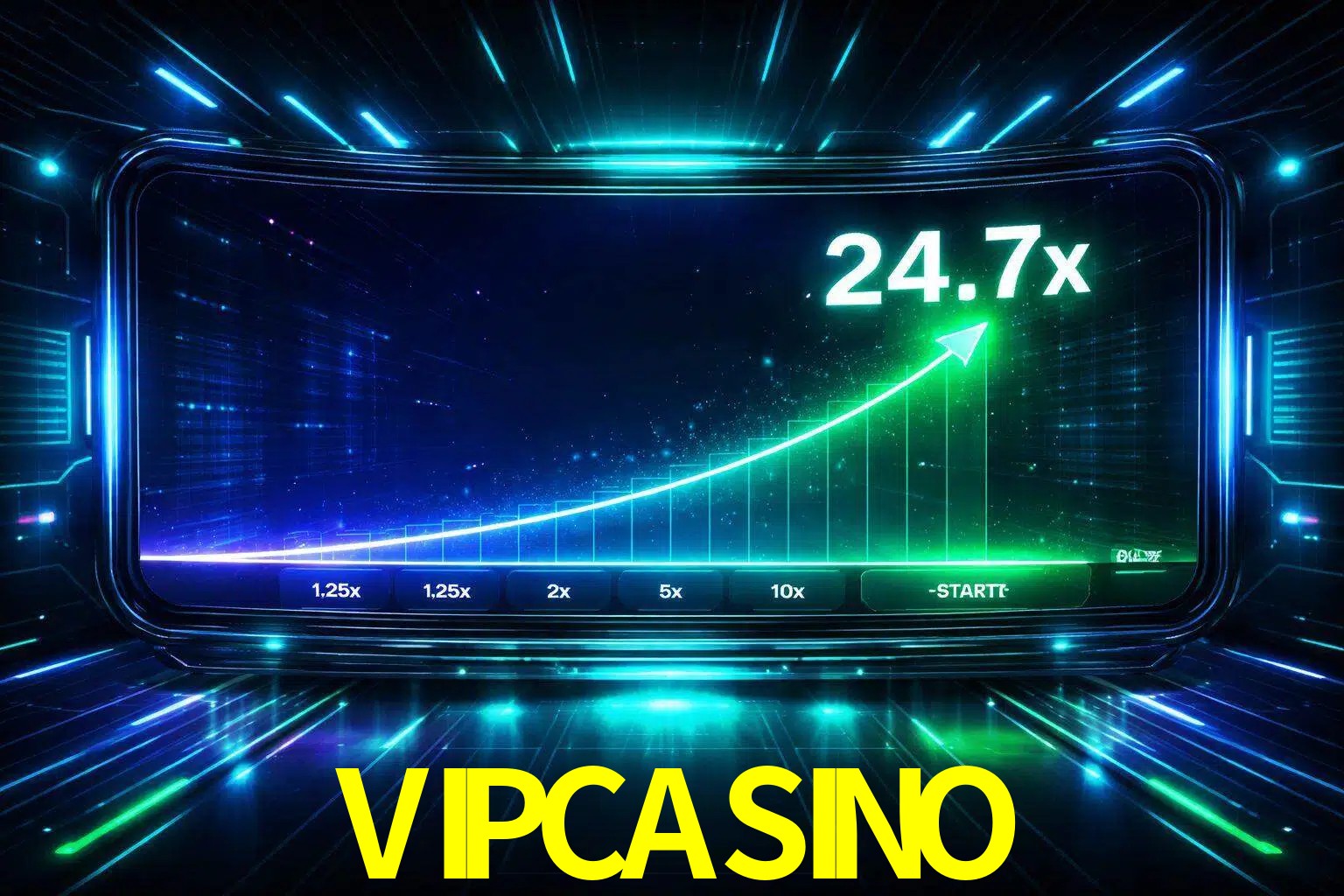 Una pantalla moderna de juego estilo crash con multiplicadores ascendentes, visuales de neón y una interfaz intensa enfocada en la acción.